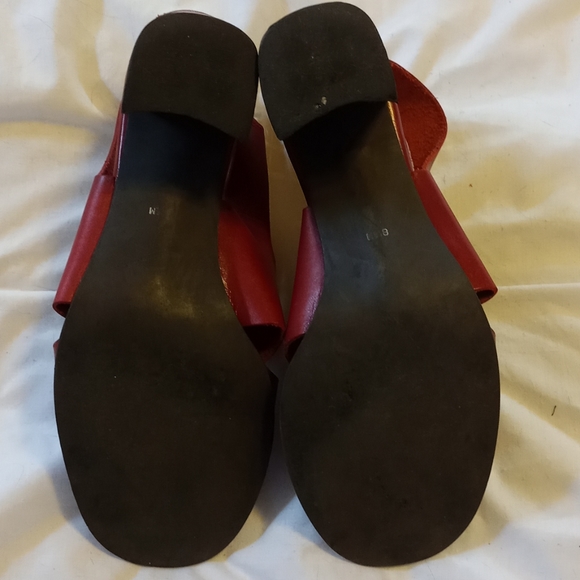 Red Leather Slingback Sandals - Picture 3 of 4